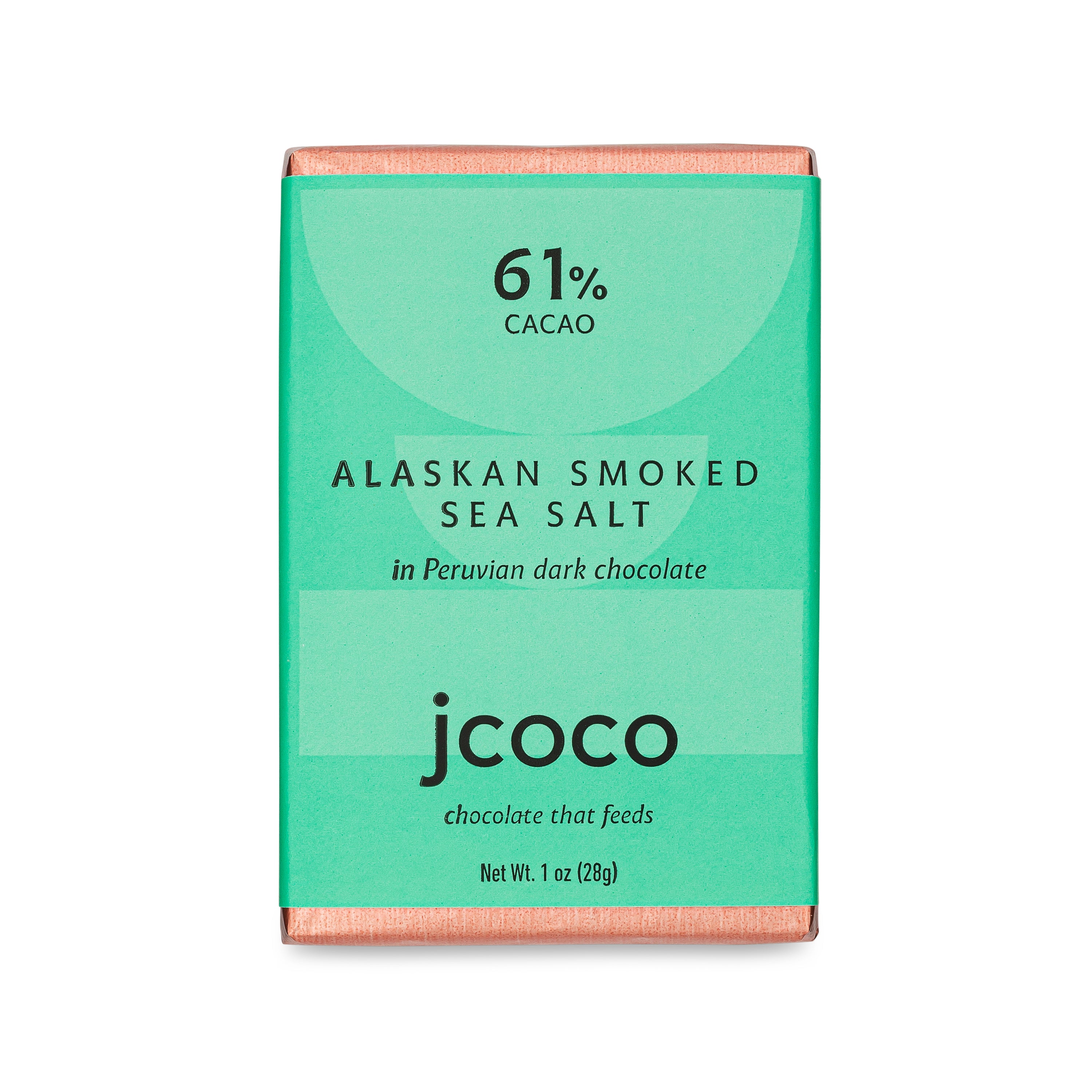 jcoco 61% Cacao Alaskan Smoked Sea Salt Dark Chocolate Bar 1oz