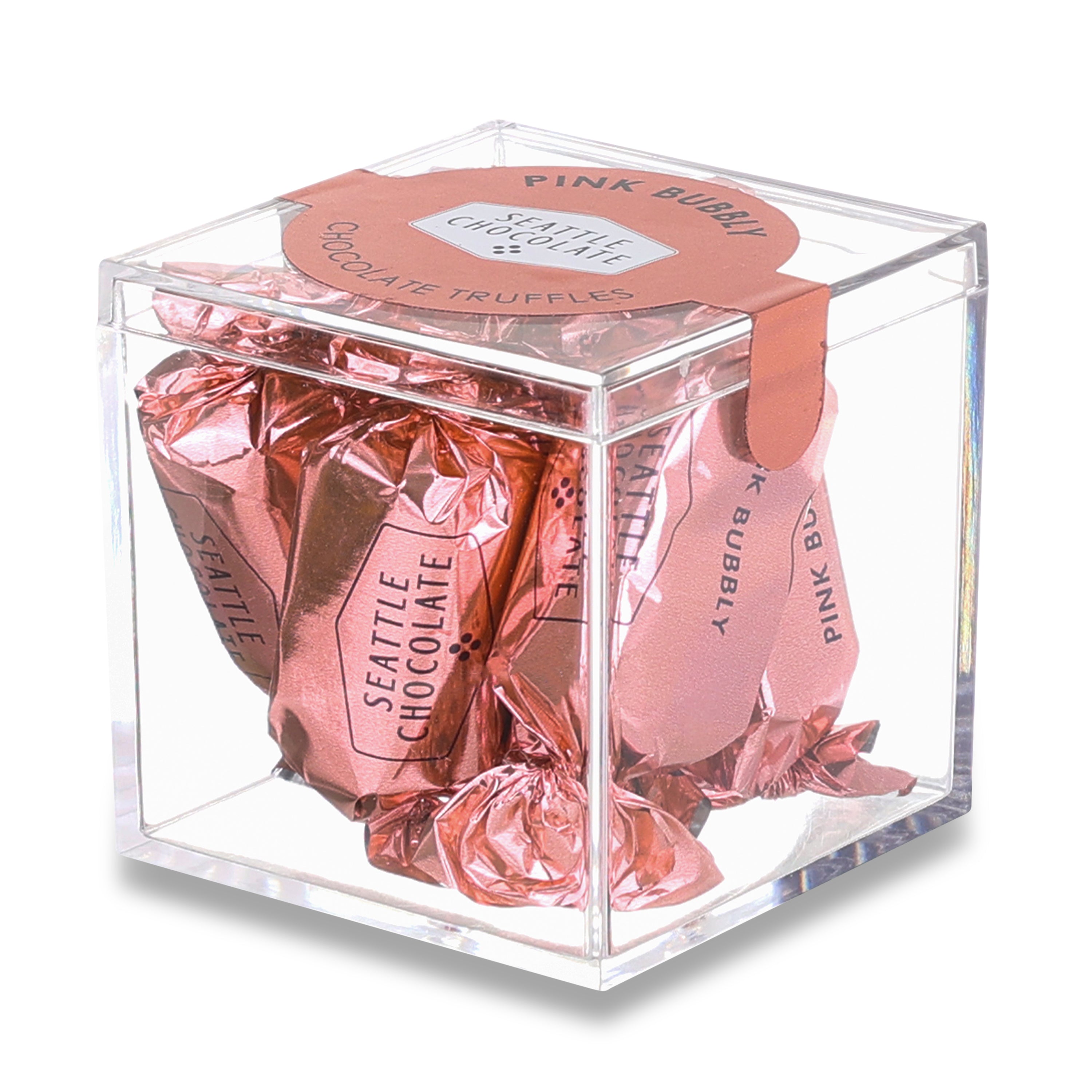 Pink Bubbly Chocolate Truffle Favor Box, Chocolate Wedding Favor