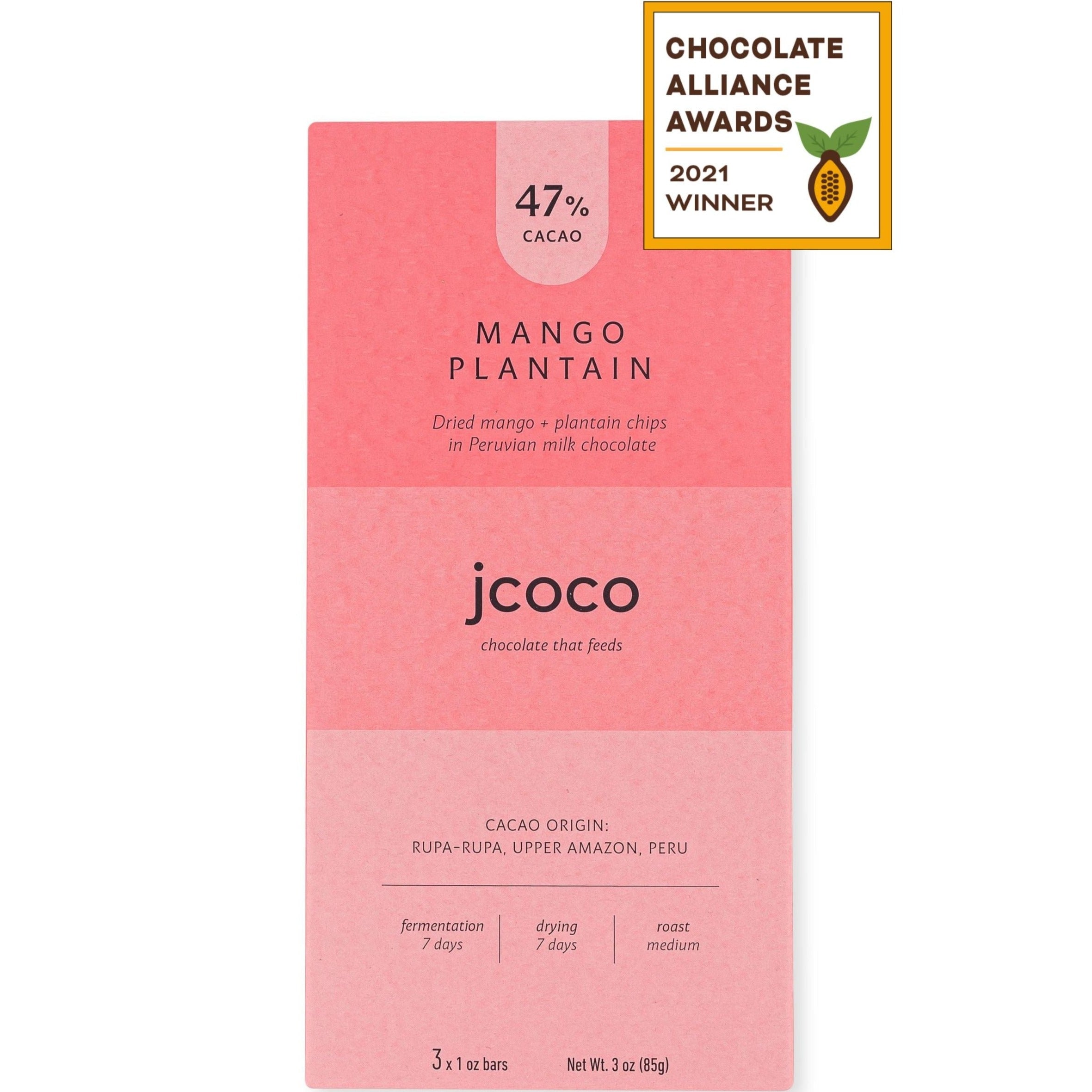 3oz 47% Cacao Mango Plantain chocolate bar